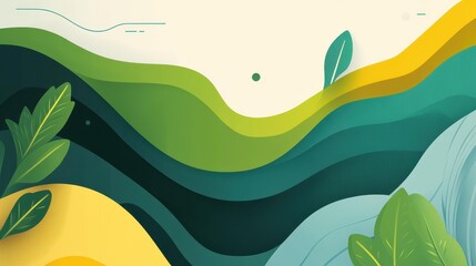 Fototapeta premium A sleek green wave line flows smoothly, creating a modern touch with a playful cartoon texture.