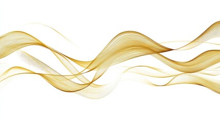 Wavy golden lines flow elegantly across a pristine white background, evoking a sense of calm and creativity