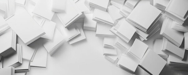 Obraz premium Abstract white geometric shapes forming a chaotic pattern.