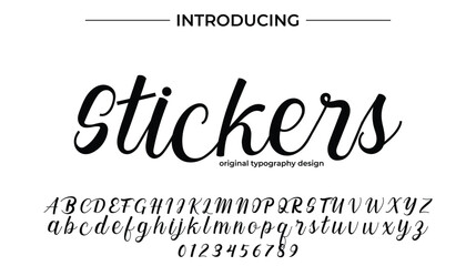 Stickers Font Stylish brush painted an uppercase vector letters, alphabet, typeface