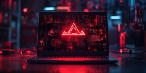 System hacked warning alert on laptop computer. Cyber attack on computer network, virus, spyware, malware or malicious software. Cyber security and cybercrime concept. System security, Generative AI