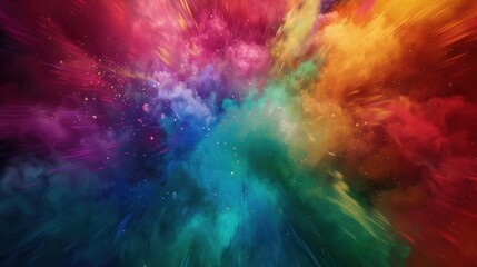 Abstract colorful nebula with streaks of light.