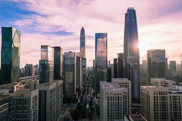 Obraz premium city skyline at sunset