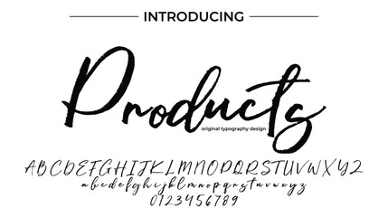 Products Font Stylish brush painted an uppercase vector letters, alphabet, typeface