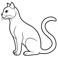 Cat right side face line art vector