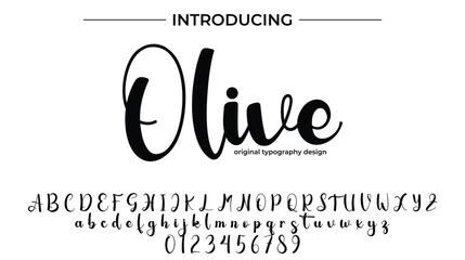 Olive Font Stylish brush painted an uppercase vector letters, alphabet, typeface