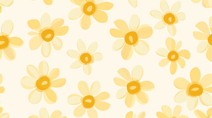 Seamless pattern with yellow floral design on a light background