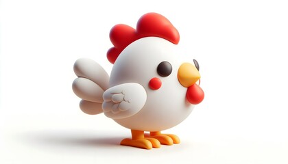 chicken character 3D posed playfully against a neutral background