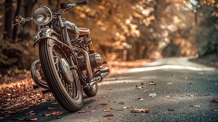 Obraz premium A vintage motorcycle on the road