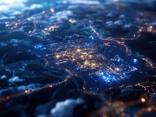 A high-altitude view of a bustling aerospace hub showcases the interconnectedness of the industry and its focus on supply chain optimization.