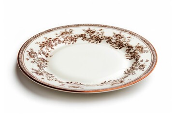 beautiful and vintage ceramic plate on white background