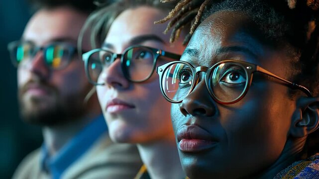 Diverse Group of People Watching a Presentation in a Modern Setting, 4k video