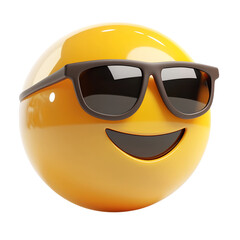Smiling face with sunglasses three-dimensional emoji,3d cheerful glasses emoji isolated on transparent background, Happy sun emoji,png,3d smiling face emoji with expression sun glasses on, transparent © Village