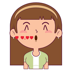 girl whistling love face cartoon cute