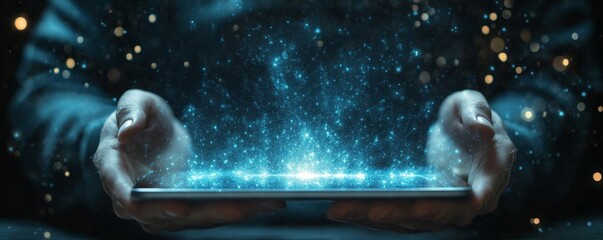 Blockchain technology, data encryption. Businessman using digital tablet with AI blockchain technology and data science, cloud computing, database management, innovative technology, Generative AI