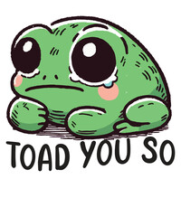Toad you so Funny frog T-shirt design vector, frog saying shirt, frog meme shirt, frog funny shirt, frog lover, cute funny frog vector,
