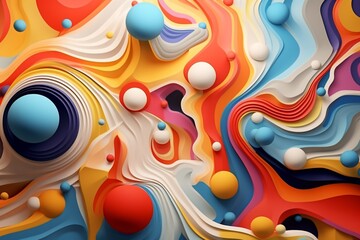 Obraz premium Abstract psychedelic 3d shapes background, Geometric shapes Background, psychedelic background, Psychedelic Wallpaper, AI Generative