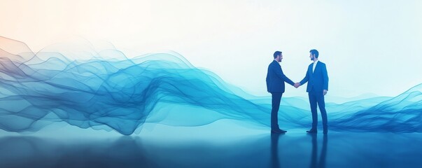 Businessmen making handshake with partner, greeting, dealing, merger and acquisition, business joint venture concept, for business, finance and investment background, teamwork and, Generative AI