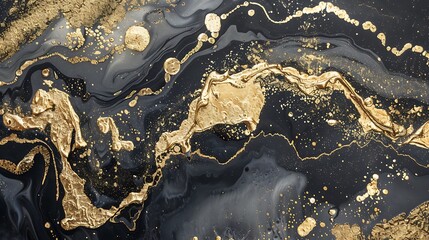 Fototapeta premium Abstract gold fashion high end wallpaper modern sheet spray drawing nature black brush petroleum