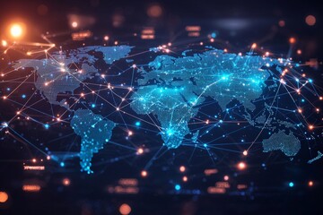 Fototapeta premium Global Digital Business Network Connection Illustration created with Generative AI
