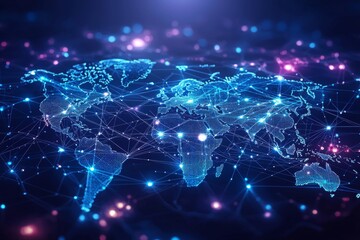 Obraz premium Global Digital Business Network Connection Illustration created with Generative AI