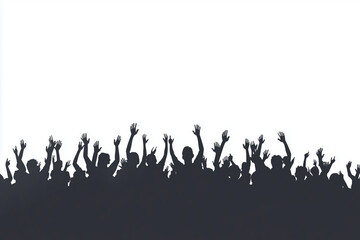 Energetic silhouette of a cheering crowd celebrating at an outdoor event