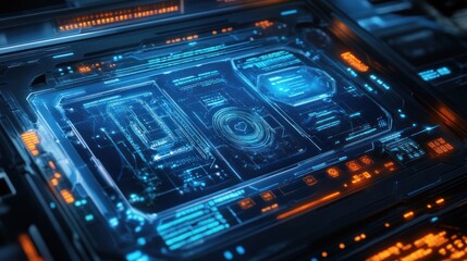 Obraz premium Futuristic Interface with Blue and Orange Lights