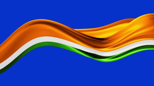 Abstract Smooth Waving Surface Of Tricolor Color Cloth Wave Indian Flag Tricolor Cloth 3D Animation Background