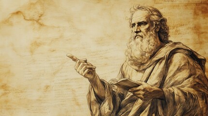 Fototapeta premium Deuteronomy's Servant Law: Ensuring fair treatment and protection of servant rights. Biblical illustration with beige background for Bible wall art.