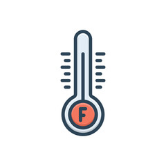 Color illustration icon for degree fahrenheit