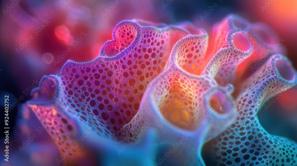 Aufkleber abstract, iridescent, porous, organic form with intricate circular patterns