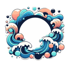 Vector design illustration featuring dynamic waves and floating bubbles or circles. Ideal for backgrounds or creative projects with a fluid, modern aesthetic. 