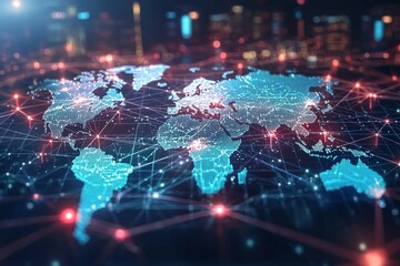 Global Digital Business Network Connection Illustration created with Generative AI
