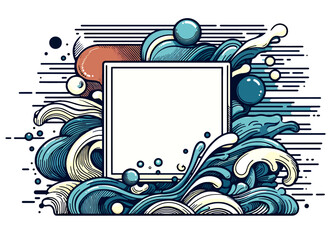 Vector design illustration featuring dynamic waves and floating bubbles or circles. Ideal for backgrounds or creative projects with a fluid, modern aesthetic. 