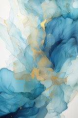 Fototapeta premium generated illustration of Luxury blue abstract background of marble liquid ink art painting on paper