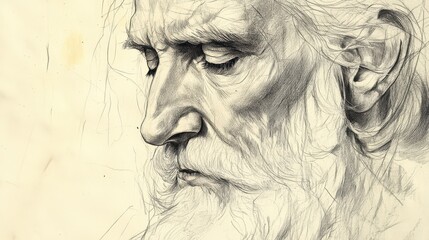 The Song of Moses in Deuteronomy - Close-Up of Moses' Emotion - Biblical Illustration - Bible Wall Art with Beige Background