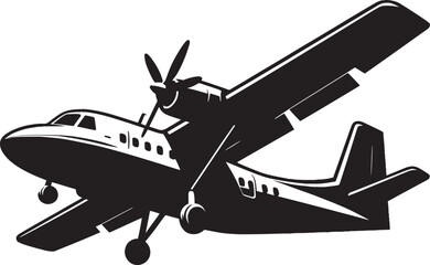 Airplane Flying silhouette flat vector illustration isolated on a white background
