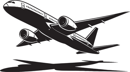 Airplane Flying silhouette flat vector illustration isolated on a white background