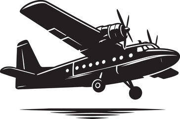 Airplane Flying silhouette flat vector illustration isolated on a white background