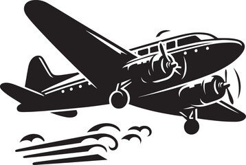 Airplane Flying silhouette flat vector illustration isolated on a white background