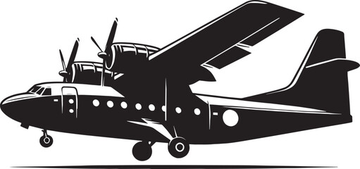 Airplane Flying silhouette flat vector illustration isolated on a white background