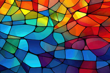 Fototapeta premium generated illustration of abstract colorful geometric pattern with stained glass effect.