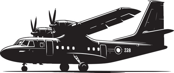 Airplane Flying silhouette flat vector illustration isolated on a white background