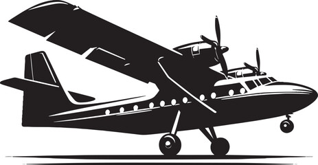 Airplane Flying silhouette flat vector illustration isolated on a white background