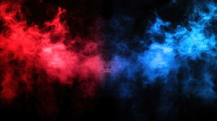 Fototapeta premium Red and blue smoke clouds on black transparent background with neon glow effect for sport versus concept. with generative ai