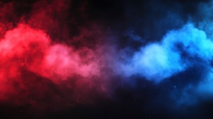 Red and blue smoke clouds on black transparent background with neon glow effect for sport versus concept. with generative ai