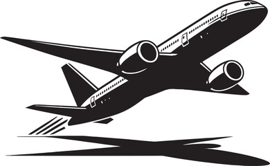 Airplane Flying silhouette flat vector illustration isolated on a white background