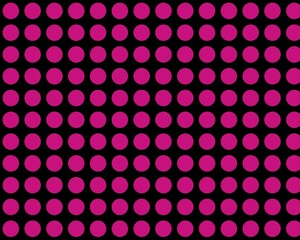 Black background with a pattern of pink polka dots.