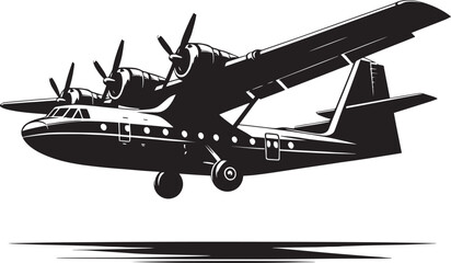 Airplane Flying silhouette flat vector illustration isolated on a white background