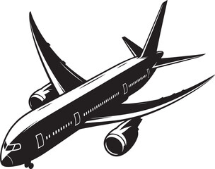 Airplane Flying silhouette flat vector illustration isolated on a white background